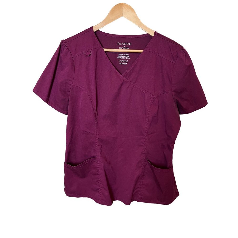 Jaanuu Medical Scrub Top Size L Burgundy
